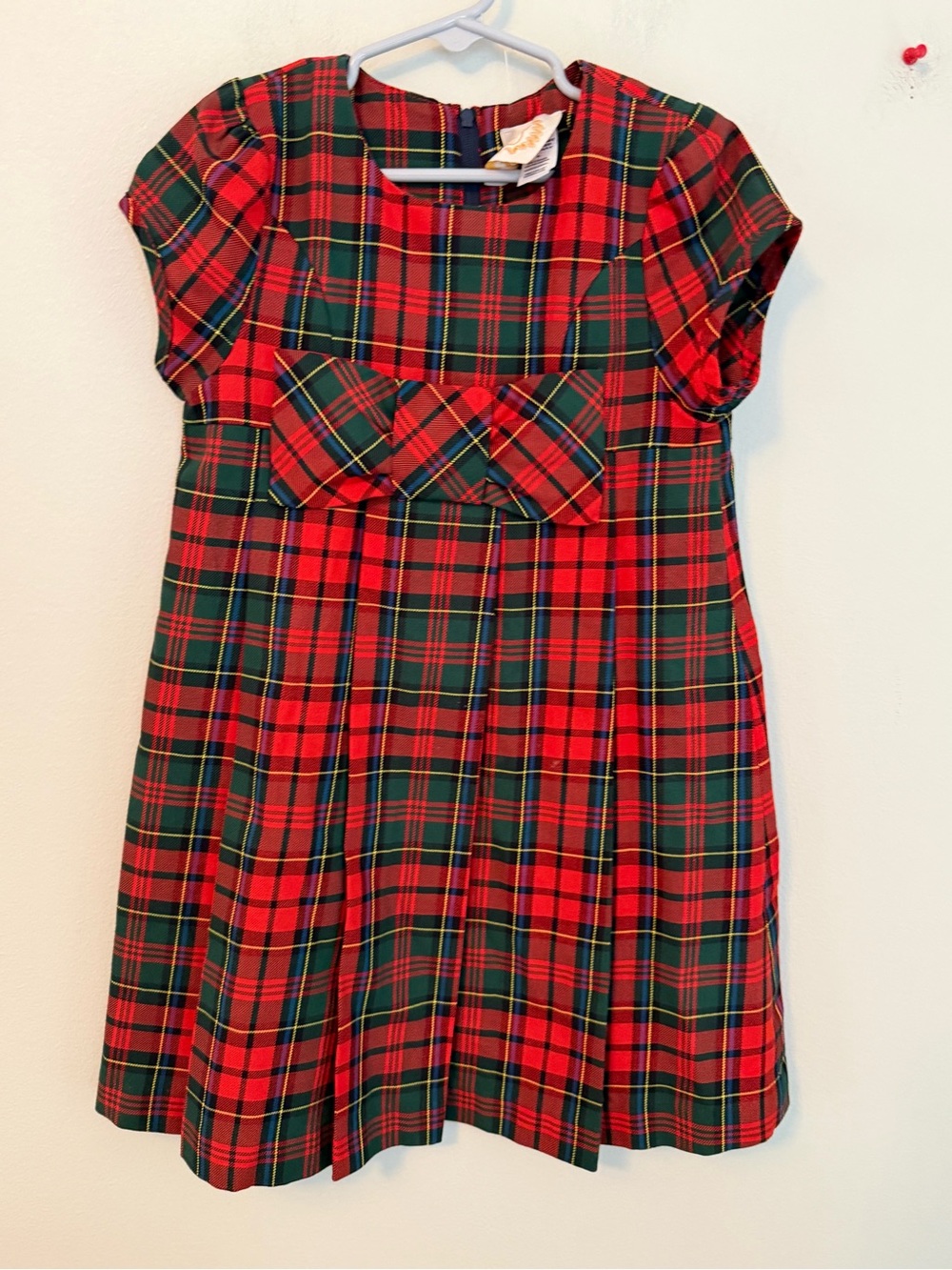 The Beaufort Bonnet Company Red & Green Plaid Holiday Dress with Bow